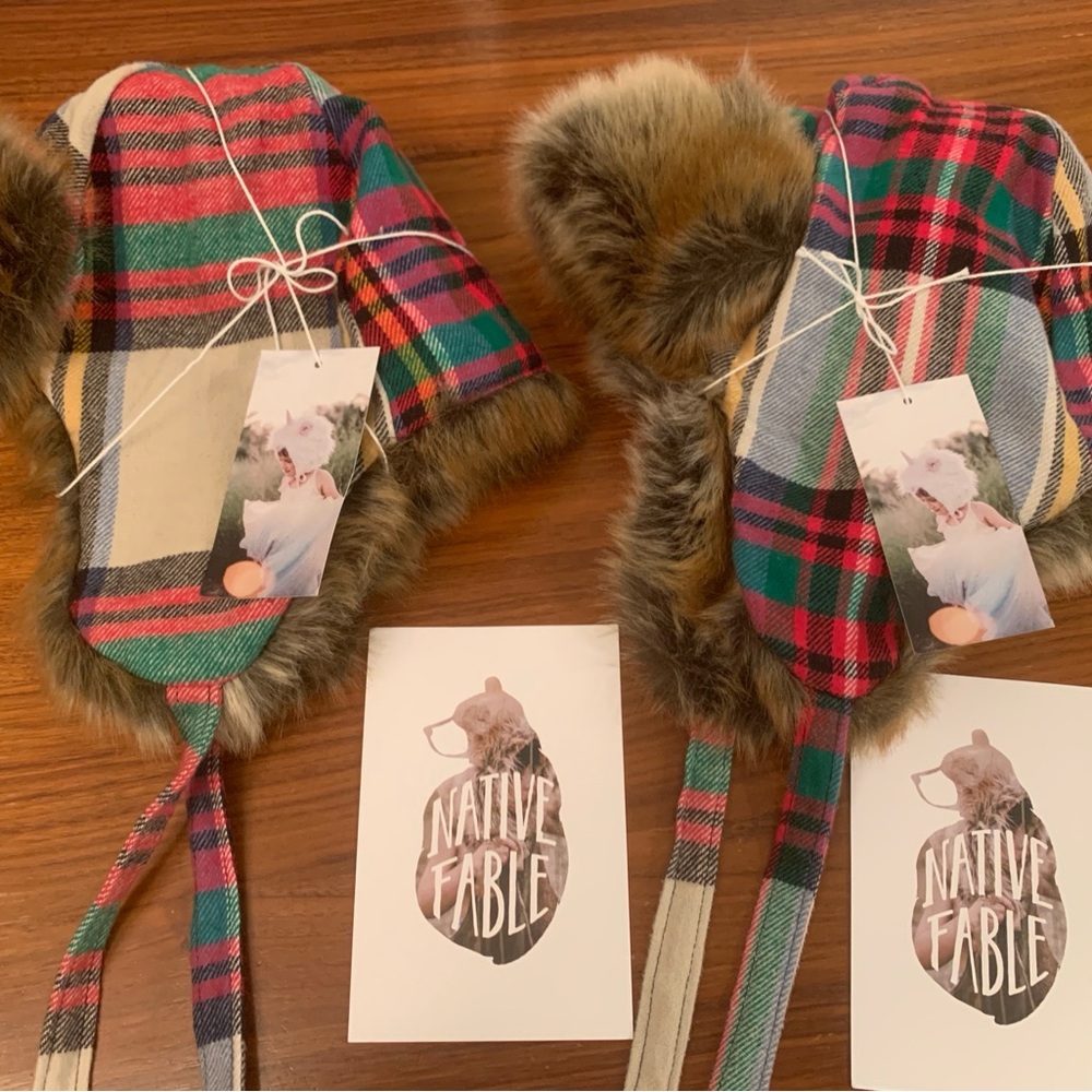 Native Fable 2017 Holiday Plaid Trapper Hat. NWT - RARE! SIZE 2/3 Yrs. ONE HAT